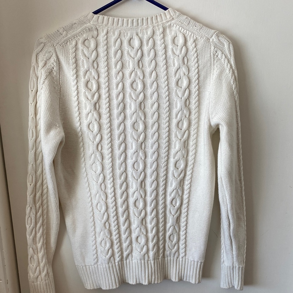 L.L. Bean Classic Cream Cable Knit Sweater - Picture 8 of 8